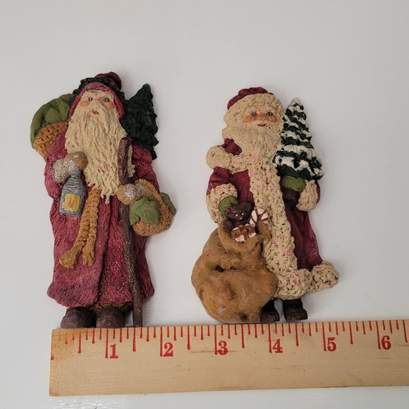 Set 2 Vintage 80s June McKenna Santa Claus Figurine Christmas Tree ShelfSitter - Picture 9 of 14